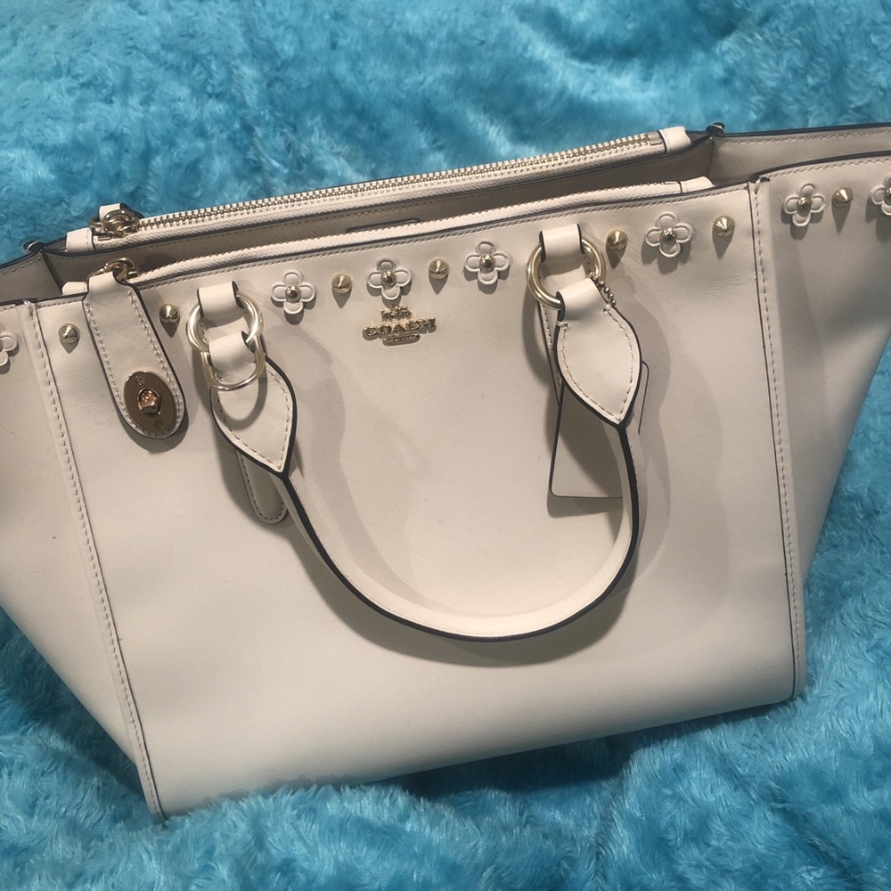 Coach flower rivets carryall crossbody purse